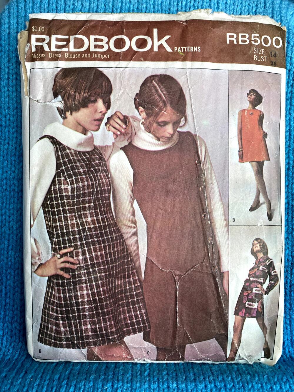 Redbook Sewing pattern RB500 dress blouse high neck jumper 1970s size 14